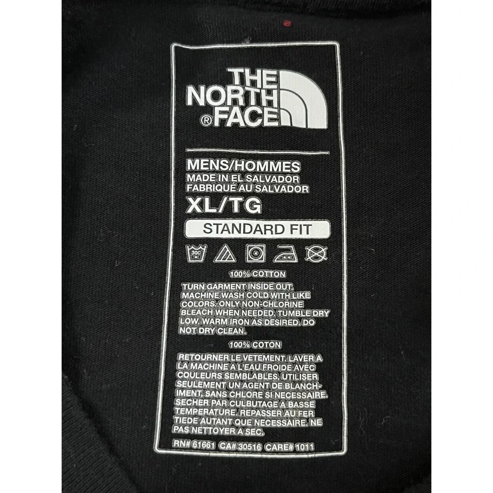 The North Face Graphic T-Shirt Men's XL Black Cotton Logo Standard Fit L/S